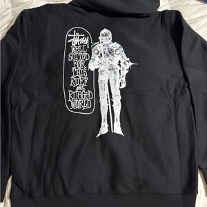 Stüssy Rough and Rugged Black Zip Up Hoodie XL NWT